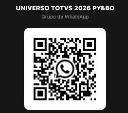 Código QR para ingresar al grupo de WhatsApp Universo TOTVS 2026 Paraguay y Bolivia